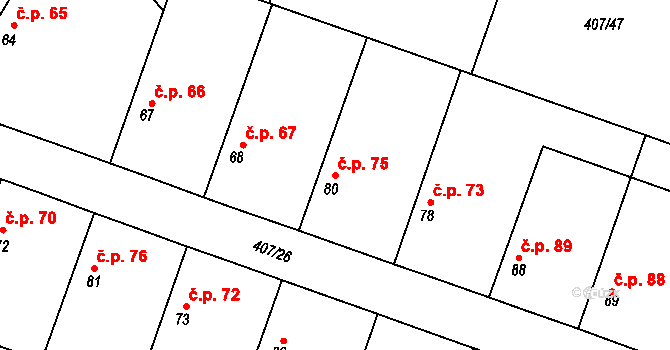 Vrbová Lhota 75 na parcele st. 80 v KÚ Vrbová Lhota, Katastrální mapa