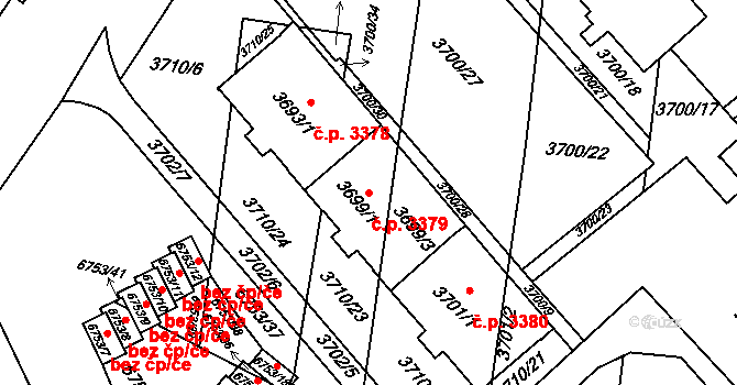 Prostějov 3379 na parcele st. 3699/1 v KÚ Prostějov, Katastrální mapa
