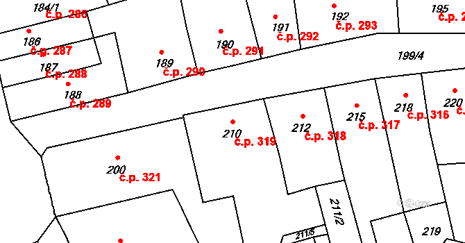 Šluknov 319 na parcele st. 210 v KÚ Šluknov, Katastrální mapa