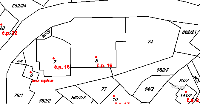 Doubravice 16, Leština na parcele st. 8 v KÚ Doubravice u Leštiny, Katastrální mapa