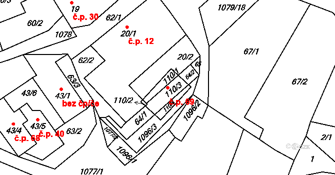 Metánov 69, Častrov na parcele st. 110/3 v KÚ Metánov, Katastrální mapa