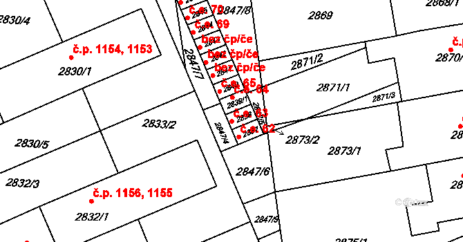Slavkov u Brna 63 na parcele st. 2838 v KÚ Slavkov u Brna, Katastrální mapa