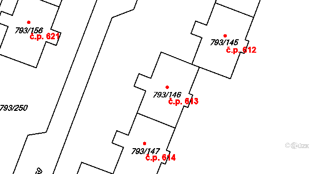 Výškovice 613, Ostrava na parcele st. 793/146 v KÚ Výškovice u Ostravy, Katastrální mapa
