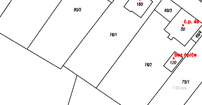 Žireč 168, Dvůr Králové nad Labem na parcele st. 76/1 v KÚ Žireč Městys, Katastrální mapa