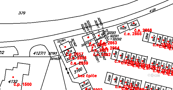 Podlesí 2861, Havířov na parcele st. 3221/1 v KÚ Bludovice, Katastrální mapa
