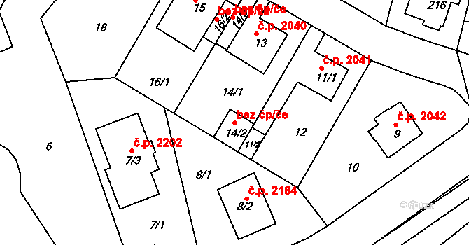 Praha 43405827 na parcele st. 14/2 v KÚ Komořany, Katastrální mapa