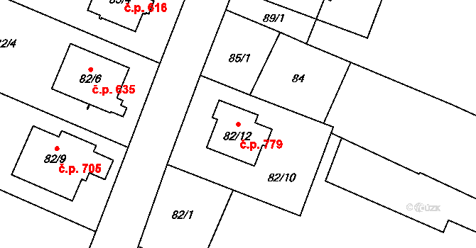 Kobeřice 779 na parcele st. 82/12 v KÚ Kobeřice ve Slezsku, Katastrální mapa