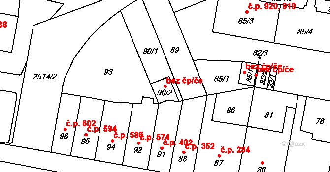 Plzeň 46385827 na parcele st. 90/2 v KÚ Skvrňany, Katastrální mapa
