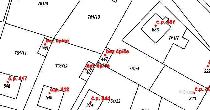 Řevničov 49892827 na parcele st. 447 v KÚ Řevničov, Katastrální mapa
