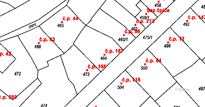 Vícemilice 167, Bučovice na parcele st. 464 v KÚ Vícemilice, Katastrální mapa