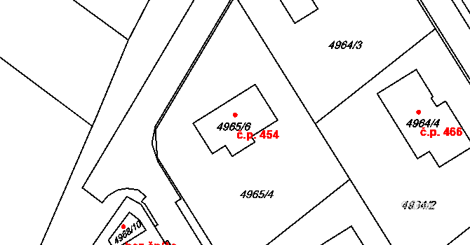 Lískovec 454, Frýdek-Místek na parcele st. 4965/6 v KÚ Lískovec u Frýdku-Místku, Katastrální mapa