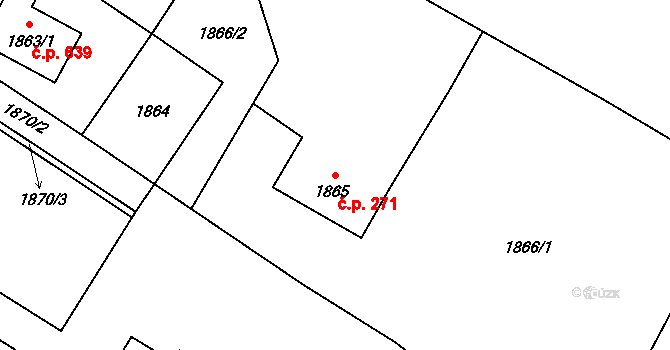 Rapotín 271 na parcele st. 1865 v KÚ Rapotín, Katastrální mapa