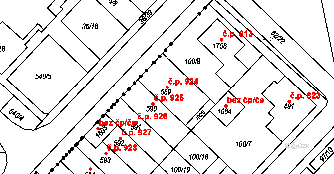 Kralupy nad Vltavou 924 na parcele st. 589 v KÚ Kralupy nad Vltavou, Katastrální mapa