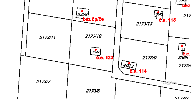 Předměstí 123, Svitavy na parcele st. 3941 v KÚ Svitavy-předměstí, Katastrální mapa