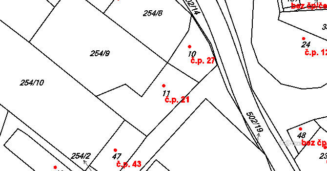 Krašovice 21 na parcele st. 11 v KÚ Krašovice u Plzně, Katastrální mapa
