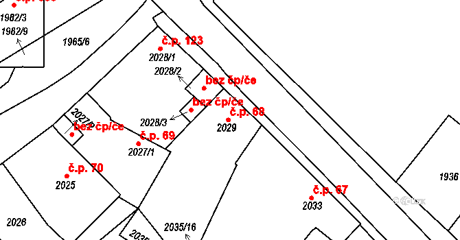 Veselí nad Lužnicí II 68, Veselí nad Lužnicí na parcele st. 2029 v KÚ Veselí nad Lužnicí, Katastrální mapa