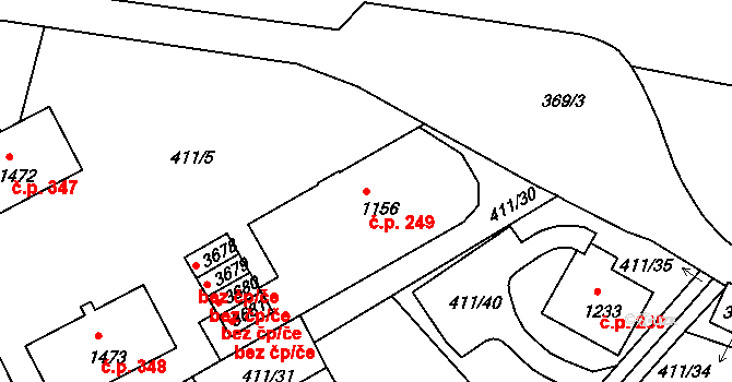 Horní Brána 249, Český Krumlov na parcele st. 1156 v KÚ Český Krumlov, Katastrální mapa