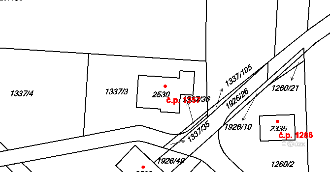 Unhošť 1257 na parcele st. 2530 v KÚ Unhošť, Katastrální mapa