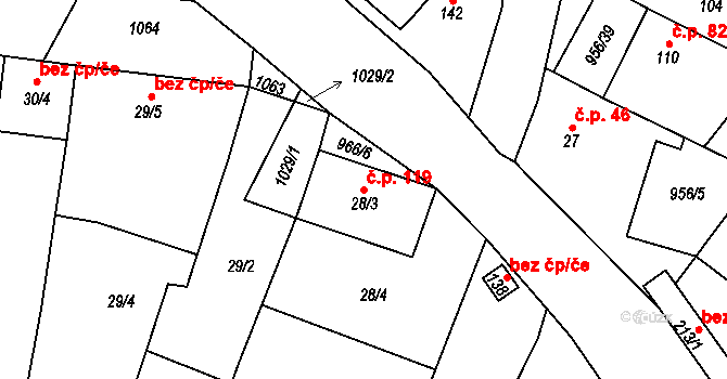 Libčeves 119 na parcele st. 28/3 v KÚ Libčeves, Katastrální mapa