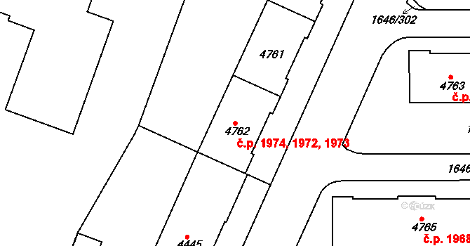Havlíčkův Brod 1972,1973,1974 na parcele st. 4762 v KÚ Havlíčkův Brod, Katastrální mapa