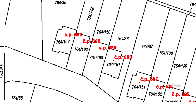 Štěnovice 689 na parcele st. 764/160 v KÚ Štěnovice, Katastrální mapa