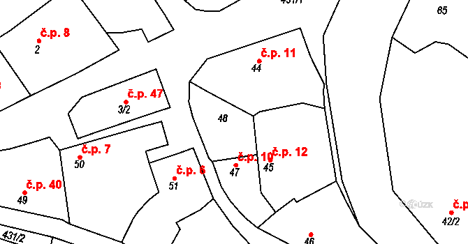 Bojanovice 10 na parcele st. 47 v KÚ Bojanovice u Znojma, Katastrální mapa