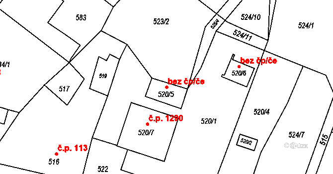 Ostrava 107409828 na parcele st. 520/5 v KÚ Svinov, Katastrální mapa