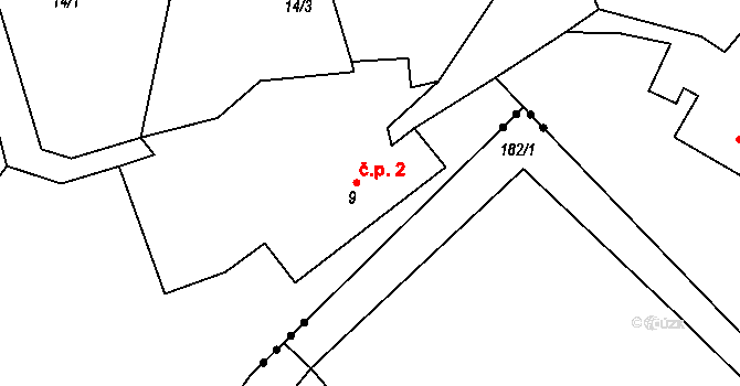 Chlístovice 2, Pertoltice na parcele st. 9 v KÚ Chlístovice u Pertoltic, Katastrální mapa