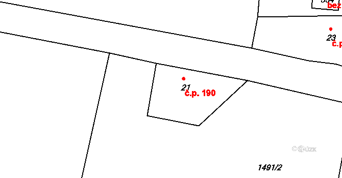 Heřmanice v Podještědí 190, Jablonné v Podještědí na parcele st. 21 v KÚ Heřmanice v Podještědí, Katastrální mapa