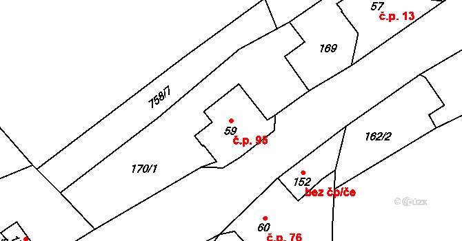 Bystré 95, Stárkov na parcele st. 59 v KÚ Bystré u Stárkova, Katastrální mapa