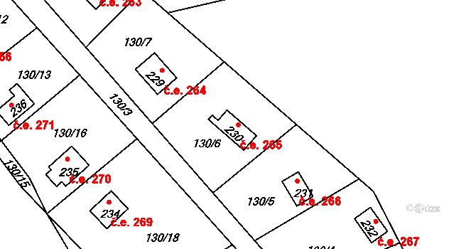 Třebsín 265, Krňany na parcele st. 230 v KÚ Třebsín, Katastrální mapa