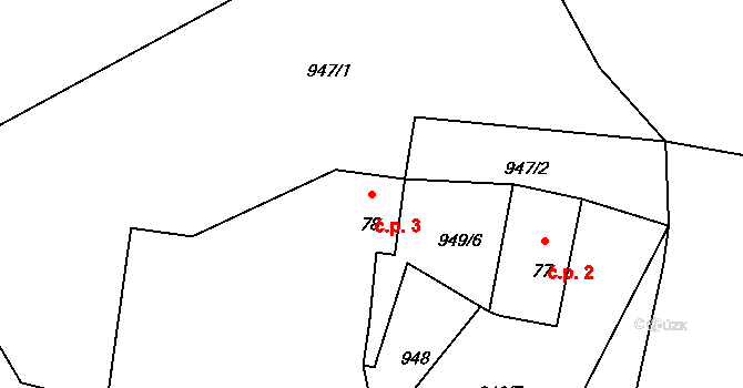 Sedm Chalup 3, Brloh na parcele st. 78 v KÚ Jaronín, Katastrální mapa