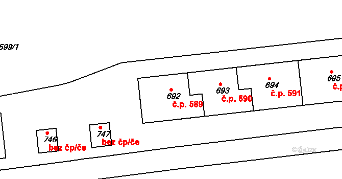 Bohosudov 589, Krupka na parcele st. 692 v KÚ Bohosudov, Katastrální mapa