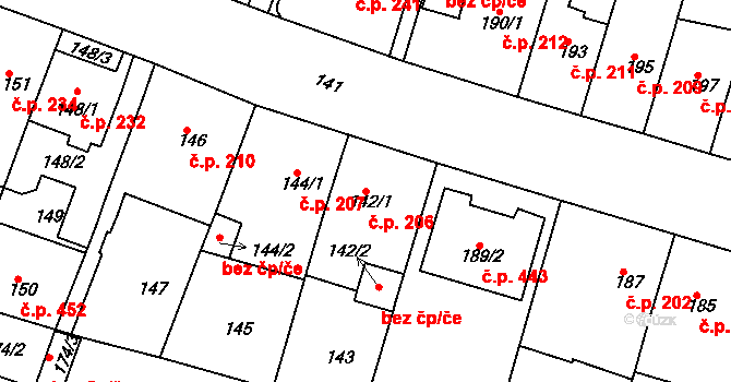 Řetenice 206, Teplice na parcele st. 142/1 v KÚ Teplice-Řetenice, Katastrální mapa