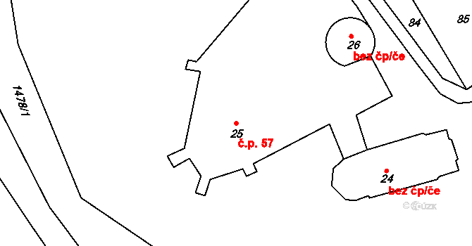 Hrozňatov 57, Cheb na parcele st. 25 v KÚ Starý Hrozňatov, Katastrální mapa
