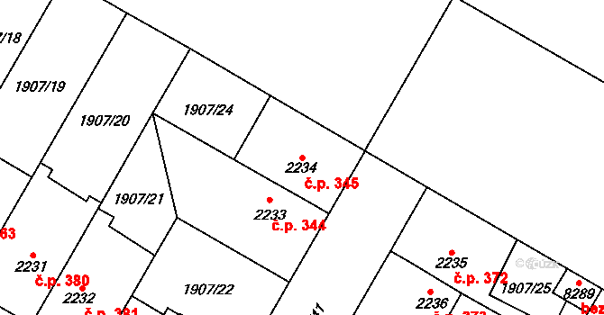Kolín IV 345, Kolín na parcele st. 2234 v KÚ Kolín, Katastrální mapa