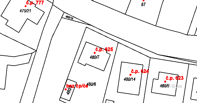 Suchdol nad Lužnicí 625 na parcele st. 480/7 v KÚ Suchdol nad Lužnicí, Katastrální mapa