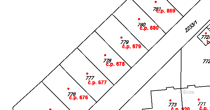 Střešovice 678, Praha na parcele st. 778 v KÚ Střešovice, Katastrální mapa