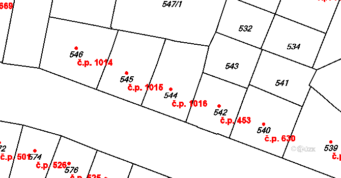 Vršovice 1016, Praha na parcele st. 544 v KÚ Vršovice, Katastrální mapa