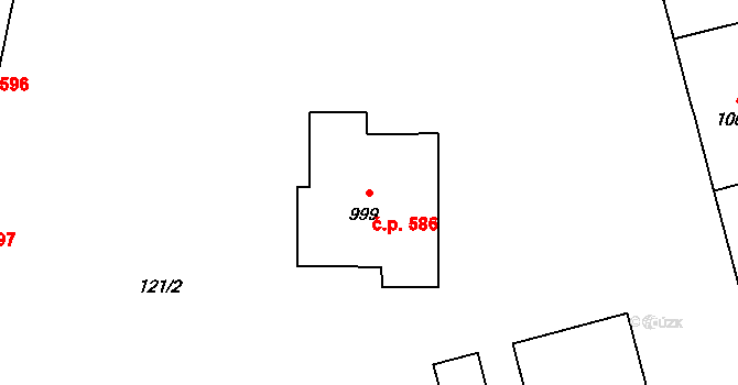 Neředín 586, Olomouc na parcele st. 999 v KÚ Neředín, Katastrální mapa