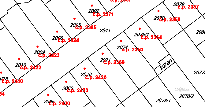 Chomutov 2368 na parcele st. 2071 v KÚ Chomutov II, Katastrální mapa
