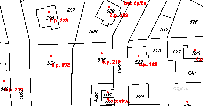 Liberec VII-Horní Růžodol 219, Liberec na parcele st. 535 v KÚ Horní Růžodol, Katastrální mapa