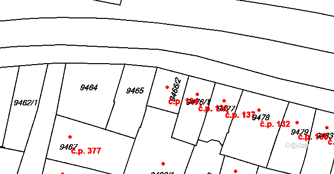 Jižní Předměstí 134, Plzeň na parcele st. 9466/2 v KÚ Plzeň, Katastrální mapa