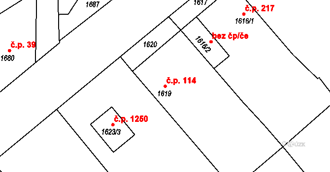 Plzeň 24129828 na parcele st. 1619/1 v KÚ Skvrňany, Katastrální mapa
