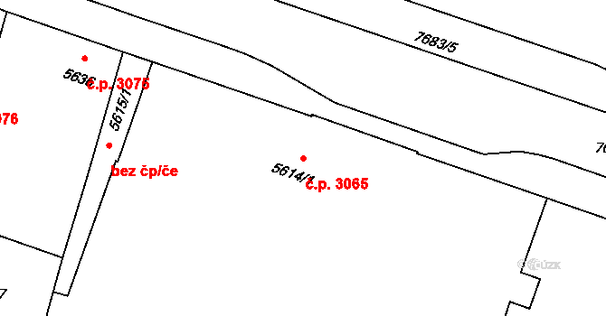 Prostějov 3065 na parcele st. 5614/1 v KÚ Prostějov, Katastrální mapa