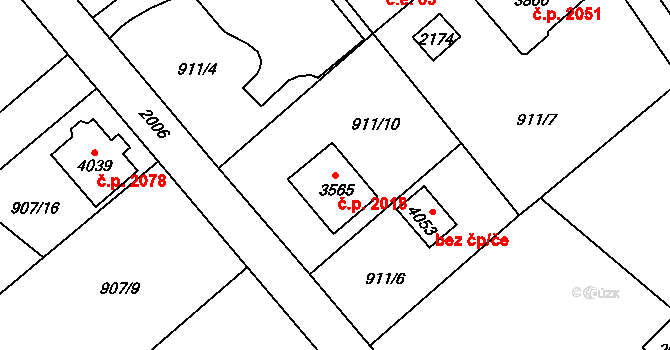 Náchod 2018 na parcele st. 3565 v KÚ Náchod, Katastrální mapa