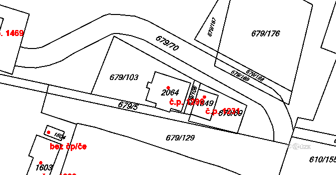 Rosice 1290 na parcele st. 2064 v KÚ Rosice u Brna, Katastrální mapa