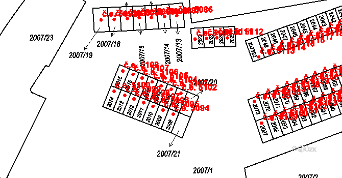 Kadaň 5103 na parcele st. 2020 v KÚ Kadaň, Katastrální mapa