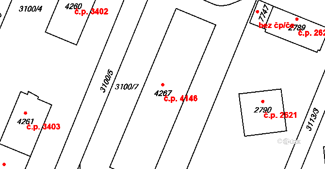 Zlín 4146 na parcele st. 4267 v KÚ Zlín, Katastrální mapa
