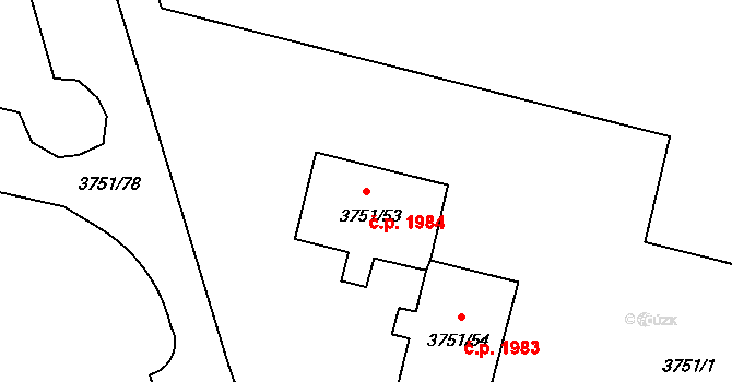 Poruba 1984, Ostrava na parcele st. 3751/53 v KÚ Poruba-sever, Katastrální mapa